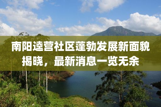 南陽(yáng)逵營(yíng)社區(qū)蓬勃發(fā)展新面貌揭曉，最新消息一覽無(wú)余