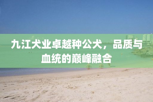 九江犬業(yè)卓越種公犬，品質(zhì)與血統(tǒng)的巔峰融合
