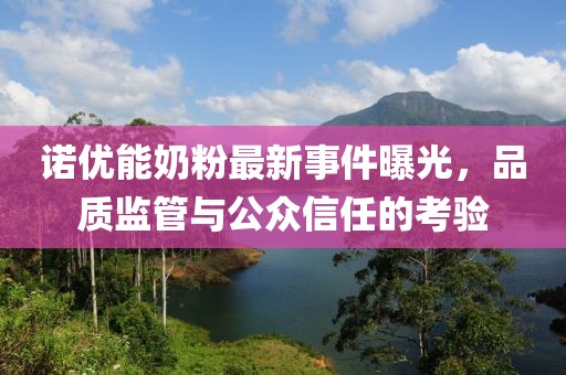 諾優(yōu)能奶粉最新事件曝光，品質(zhì)監(jiān)管與公眾信任的考驗(yàn)